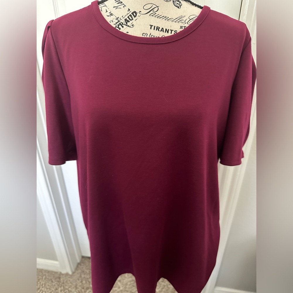 Liz Claiborne Burgundy Short Sleeve Relaxed Shirt